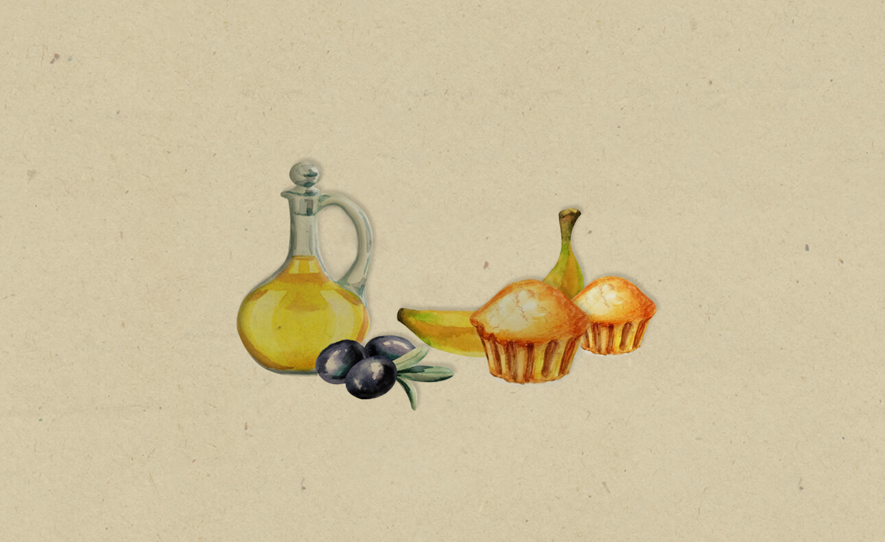 Muffins Μπανάνας με Ελαιόλαδο