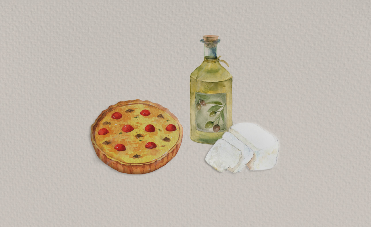 Τάρτα ζυμωμένη με Ελαιόλαδο, λιαστές ντομάτες, σπανάκι, γιαούρτι και φέτα